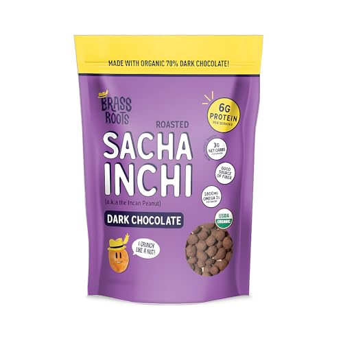 Brass Roots Organic Incan Protein Seeds - Dark Chocolate Coated 12 oz - 1 Pack, High Protein, School Safe, Nut Free, High Omega 3, Supports Gut Health, Good Source of Fiber, Shark Tank