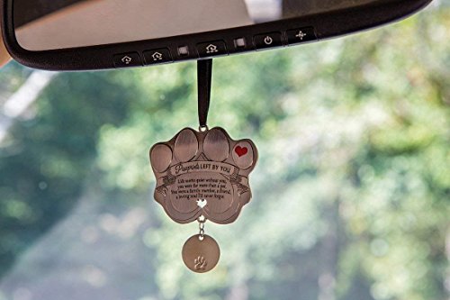 Pet Memorial Ornament - 3" Metal Casted Paw Print Design Ornament With Engravable Drop Pendant - Beautiful Remembrance Gift For A Grieving Pet Owner - Includes Pawprints Left By You Poem Card #TOP3