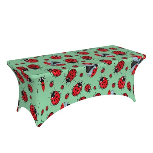 Housse de table extensible rectangulaire 1,8m à motif coccinelles
