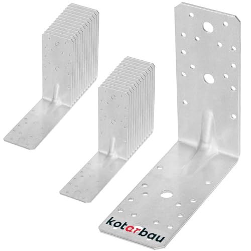 KOTARBAU® 25 x Soportes de esquina en L, 150x150x65mm, Soporte de carga pesada de acero galvanizado, Conector de ángulo recto de unión de 90 grados, Escuadras reforzadas metálicas para vigas de madera