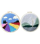 2 Sets Punch Needle Kit, Punch Needle Embroidery Kits for Adults Beginners,with Printed Fabric, 4...