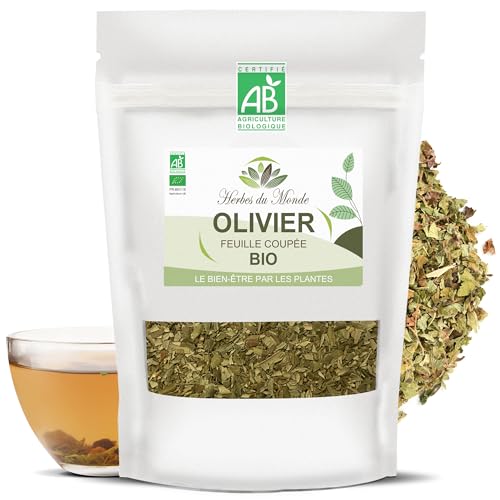 Herbes du Monde - Olivier Feuilles BIO 100g : Tisane Bien-Être Certifiée AB, Qualité Supérieure, Antioxydant, Soutien Général, 100% Pure & Végane - 1 sachet