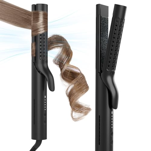 TYMO Airflow Styler, Hair Straightener and Curler 2 in 1 with Ionic Cool Air, Ceramic Flat Iron Curling Iron in One, Dual Voltage Waver Curling Iron Wand for Curls and Waves