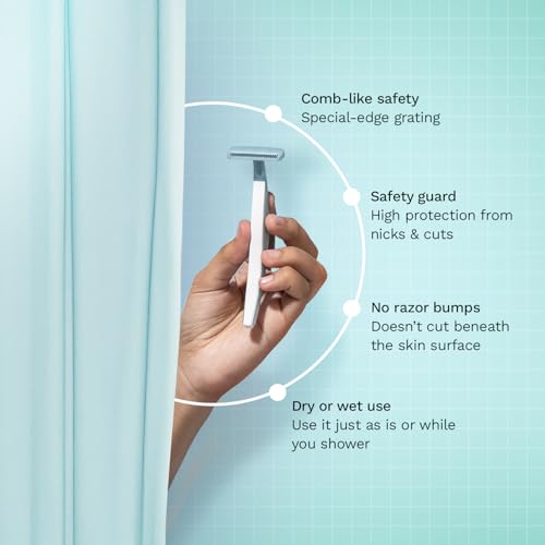 Image of FURR Bikini Line Razor for Women | Reusable PTFE Blade | Pack of 2 | Chromium and PTFE Coated Reusable Blade, Protective Sleeve & Anti Slip Grip, Painless Hair Removal