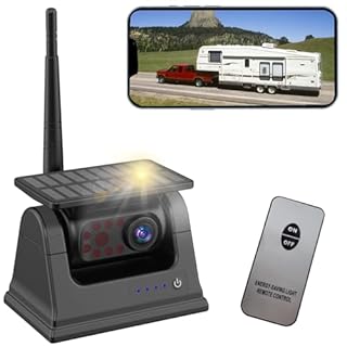 B-Qtech Magnetic Solar Wireless Backup Camera Rechargeable Reverse Camera Hitching for Gooseneck, Horse Trailer, Boat, 5th, Small RV, Camper, Easy to Use for iPhone Android