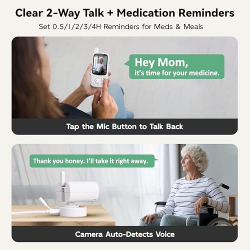 Elderly Monitor with Camera and Audio, 2-Way Talk Room Monitors for Elderly, Call Button, Med Reminder, Temp Monitoring, Night Vision, Pan-Tilt-Zoom Video Monitor for Elderly Care & Caregivers/No WiFi - Image 6