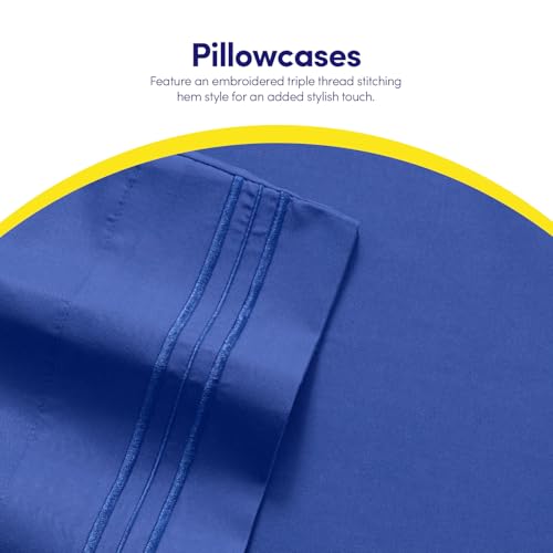 Image of 1500 Supreme Collection RV Short Queen Sheets Set, Royal Blue - Short Queen Bed Sheets for RV Camper Mattress, 1500 Supreme Collection Soft Sheets, RV Queen Size, Royal Blue