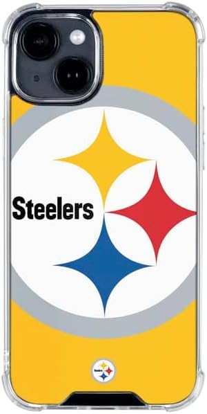 Skinit Clear Phone Case Compatible with iPhone 15 Plus - Officially Licensed NFL Pittsburgh Steelers Large Logo Design