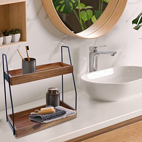 Demigo Acacia Bathroom Organizer Countertop, 2-Tier Wood Counter Standing Rack, Countertop Storage Shelf For Organizing Bathroom Kitchen Office Desk Vanity Cosmetic Balcony #TOP4