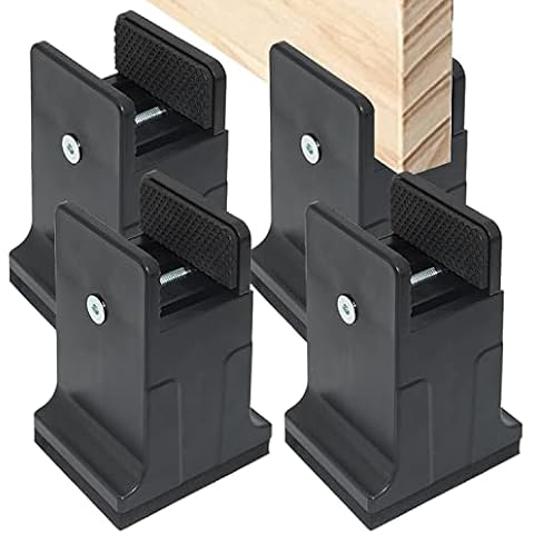 aspeike 3 inch Bed Risers with Adjustable Screw Clamp, 4 Pack Heavy Duty Furniture Risers, Lift Up 3.4 inch Suitable for Bed/Sofa/Desk/Table and Chair Leg Diameters 0-1.4”, Support Up to 4,400lbs Cover