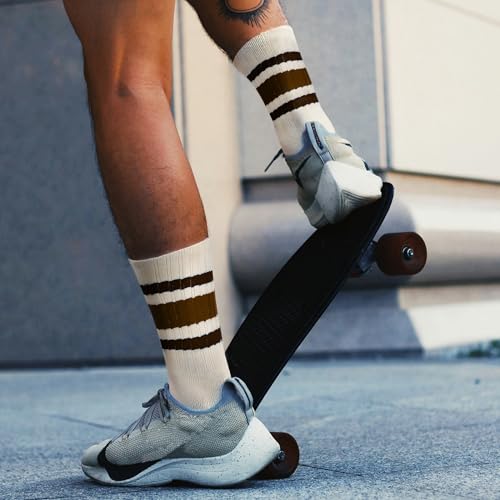 Image of American Trends Womens Novelty Striped Crew Socks Athletic Vintage Slouch Mid Calf Tube Socks