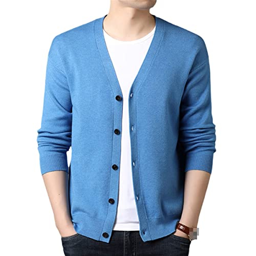 Cardigan hommes bleu Roquorl élimine le froid avec ce pull tricoté confortable