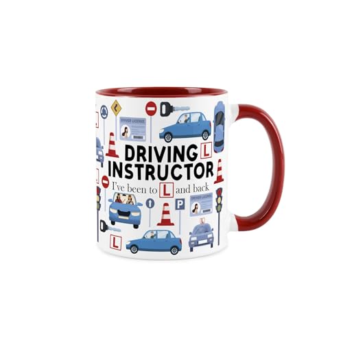 Driving Instructor Mug - Humourous Learner Driver Trades Funny Novelty Gift - Tea/Coffee Hot Drinks Red Ceramic Cup Present