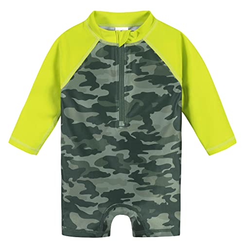 Gerber Baby Boys Long Sleeve One Piece Sun Protection Rashguard Swimsuit, Green Gator, 3-6 Months - image 1