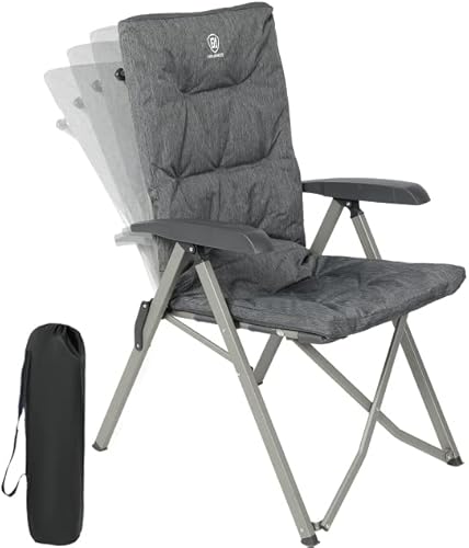 EVER ADVANCED Adjustable Folding Reclining Patio Chair Thick Padding Outdoor Indoor Garden Balcony Lawn Recliner for Adults 300 lbs