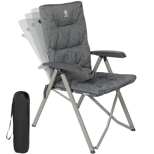 EVER ADVANCED Adjustable Folding Reclining Patio Chair Thick Padding Outdoor Indoor Garden Balcony Lawn Recliner for Adults 300 lbs