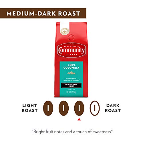 Image of Community Coffee 100% Colombia 72 Ounce, Medium Dark Roast Ground Coffee, 12 Ounce (Pack of 6)