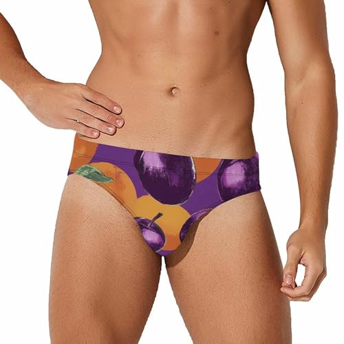Plums and Orange Men's Swimsuit Bikini Briefs Swim Underwear Stretchy Swimwear