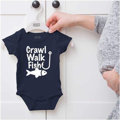 Image of Brisco Brands Crawl Walk Fish Funny Fishing Routine Humor Romper Bodysuit