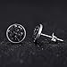 Black Stud Earrings 925 Sterling Silver Stud Earrings Black Earrings for Men and Women Round Hypoallergenic Earrings (8mm)
