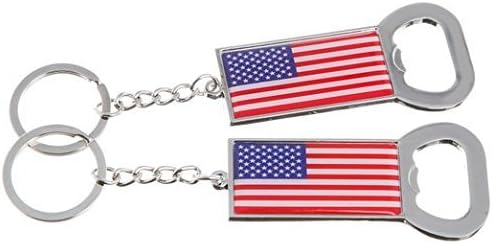 2 llaveros de metal con diseño de bandera americana, recuerdo de Estados Unidos, juego de 2
