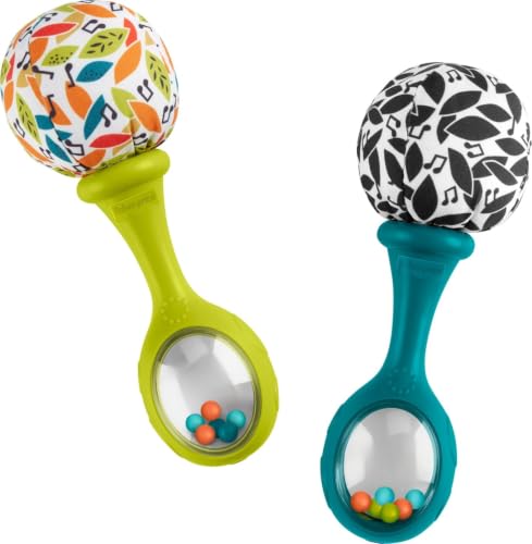 Image of Fisher-Price Newborn Toys Rattle ‘n Rock Maracas, 2 Soft Musical Instruments for Developmental Play Babies Ages 3+ Months, Neutral Colors