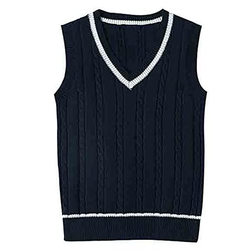 Colete masculino feminino suéter sem manga regata de algodão clássico tricotado listrado jumpers, Az