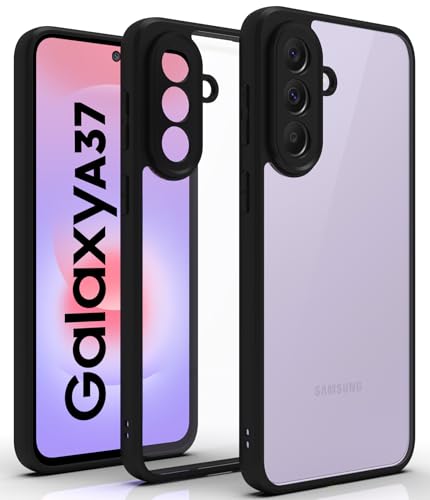 Image of RIGGEAR Shockproof Sleek Hybrid Armor Back Cover Case for Samsung Galaxy A37 5G (Clear PC + Black TPU Bumper)