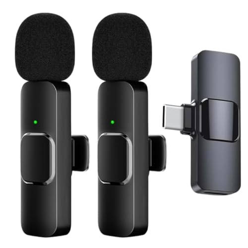 Kit 2 Microfones de Lapela Sem Fio Tipo C Compatível Android Iphone 15 16 Wireless Profissional 20 M