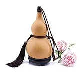 STmea Botella de agua natural de calabaza seca con tapa, calabash hueca, calabaza china para bebidas, decoración de adorno (750 ml, liso)