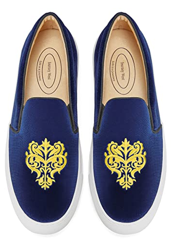 Image of Journey West Women's Fashion Velvet Sneakers with Embroidery Comfortable Slip-On Work Shoes for Women