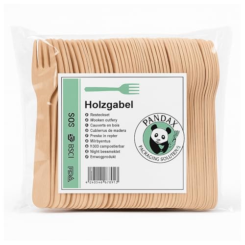 Tenedores de Madera Desechables, Cubiertos Naturales para Restauración y Eventos (100)