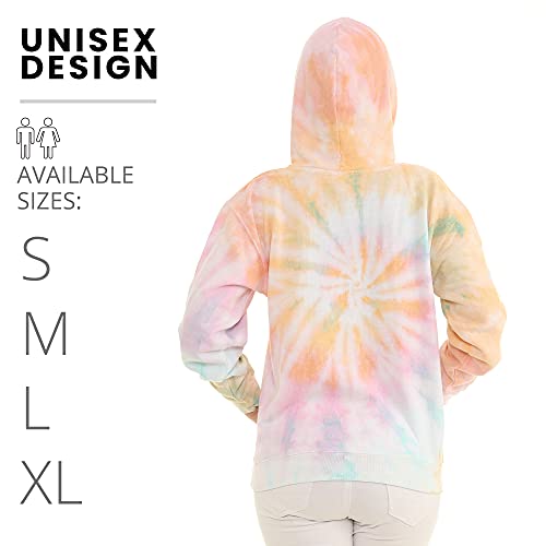 Pure Essence Tie Dye Long Sleeve Pullover Hoodie For Men And Women, Fleece Hooded Sweatshirt With Front Pocket And Drawstring, Margarita Bomb, Large #TOP6