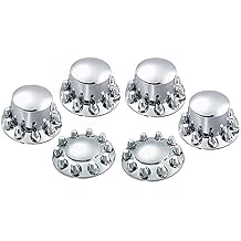 Fortpro Semi Truck Chrome Axle Wheel Cover Combo Kit w/ 33mm Thread-On Nuts Covers | F247500