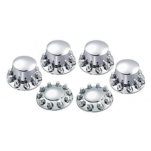 Fortpro Semi Truck Chrome Axle Wheel Cover Combo Kit w/ 33mm Thread-On Nuts Covers | F247500