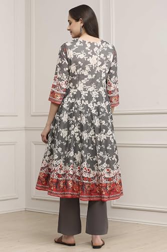 Image of BIBA Women Cotton Printed Anarkali Suit Set