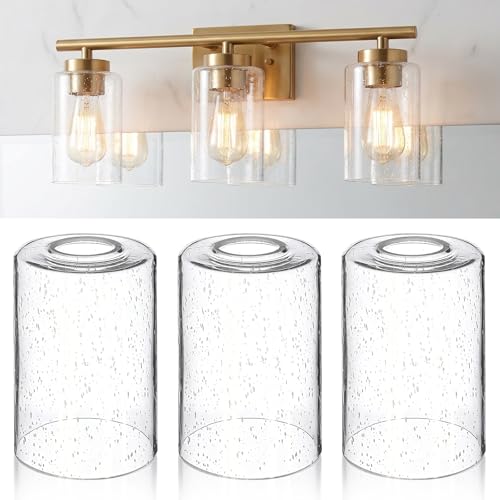 NUOBESTY 3 Pack Clear Seeded Glass Lamp Shades, 3.5