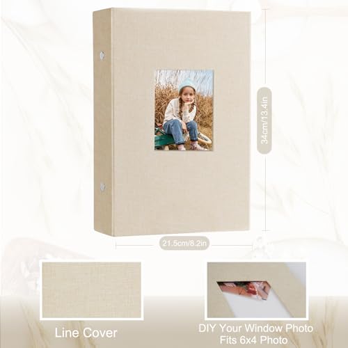 Artmag Fabric Photo Album 4x6 300 Large Capacity for Family Wedding Anniversary Linen Album Holds 300 Horizontal Photos (300 Pockets, Beige)