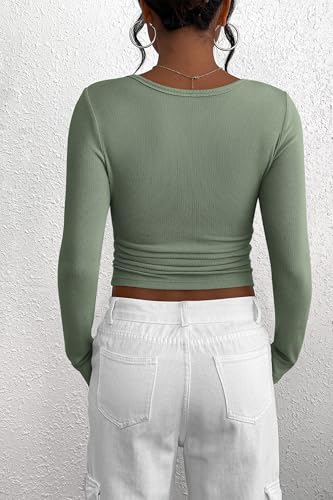 Image of PRETTYGARDEN Women's Fall Long Sleeve Henley T Shirts