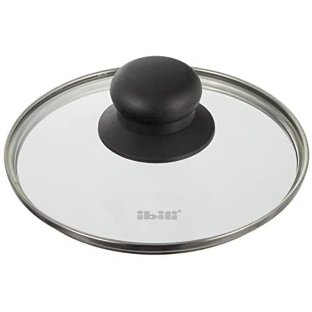 Ibili Stainless Steel Vented Silver & Black Glass Saucepan Cover Lid 16cm