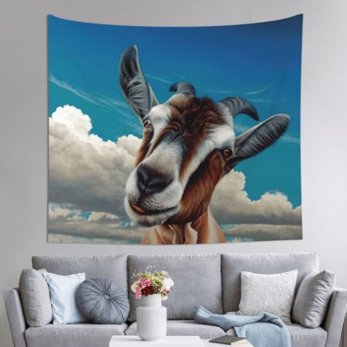Tapiz grande con estampado de cabra JEJEA de 152 x 130 cm para colgar en la pared del dormitorio