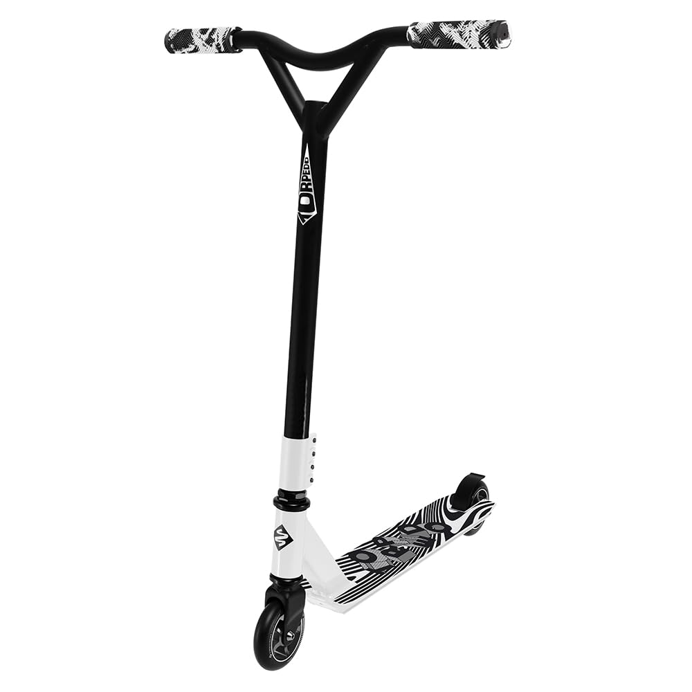 Trottinette d'acrobaties Torpedo Hyperimmersion - Trottinette Freestyle avec Deck en Aluminium 6061, Roues de 100 mm et Roulements ABEC 7 (Blanc)