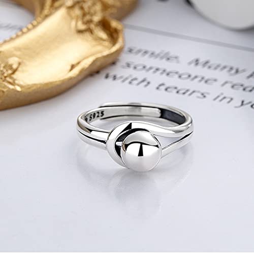 Ball Statement Real 925 Sterling Silver Open Rings Minimalist Promise Adjustable Dainty Fashion Finger Band Engagement Ring for Women Her Wife Mom Jewelry Gifts Birthday Xmas3