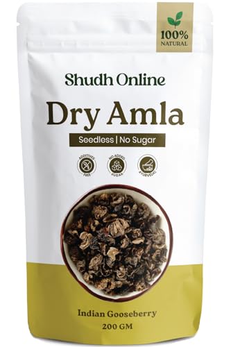 Image of Shudh Online Dry Amla for Eating, Dried Amla Candy without Sugar for Hair (200 grams) (Saboot, No salt) Gooseberry Fruit Pieces, Pachan Amala, Pachak Awala, Sukha Awla, Amloki