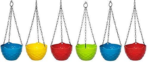 GreenBourne Plastic Diamond Hanging Pot| Multicolour| 8 inch| 6 Pieces (B096QXTY8T) Amazon Price History, Amazon Price Tracker