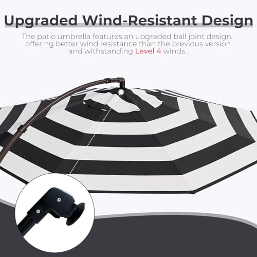 Image of Grand patio 12FT Cantilever Round Umbrella with Base & Cover, Black & White