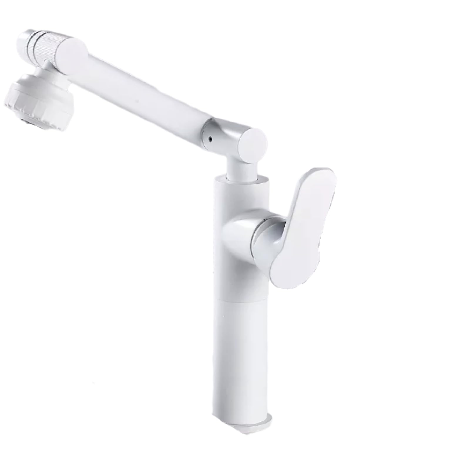 Grifo Giratorio para Lavabo, de Cobre Macizo, para Agua fría y Caliente, para encimera de baño, diseño Elevado para Uso doméstico, Elegante Acabado en Oro Blanco.
