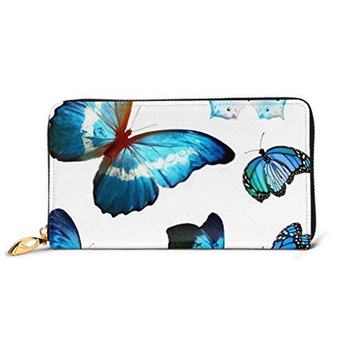 Preisvergleich Produktbild JHGFG Mode Handtasche Reißverschluss Brieftasche Herde Schmetterlinge auf weißem Telefon Kupplung Geldbörse Abendkupplung Blockieren Leder Brieftasche Multi Card Organizer
