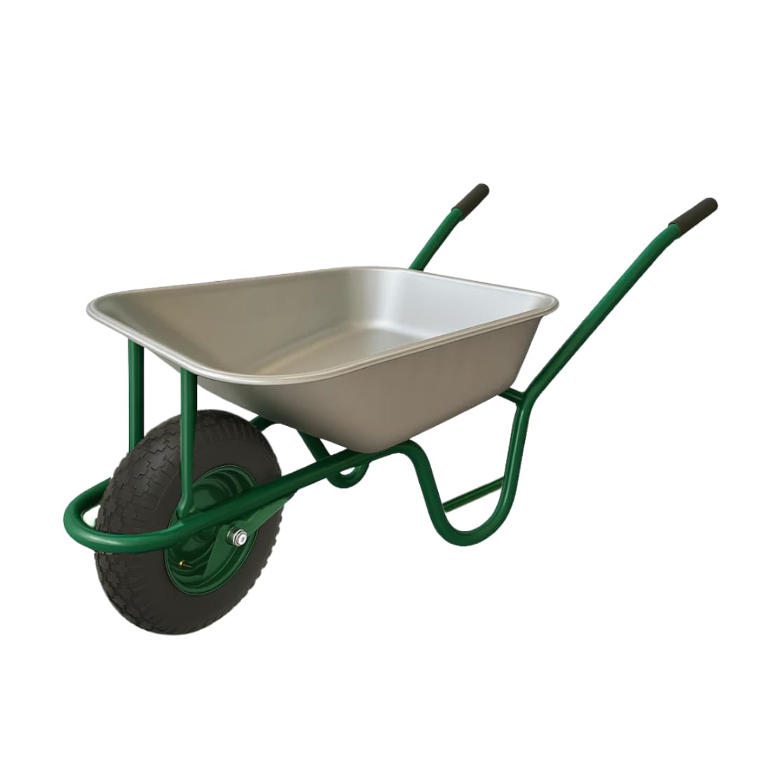 Brouette de Jardin 75L - Cadre en Acier galvanisé, Roue pneumatique 4.00-8 avec Chambre à air, Charge 100 kg - Idéal pour Chantier, pelouse, Ciment