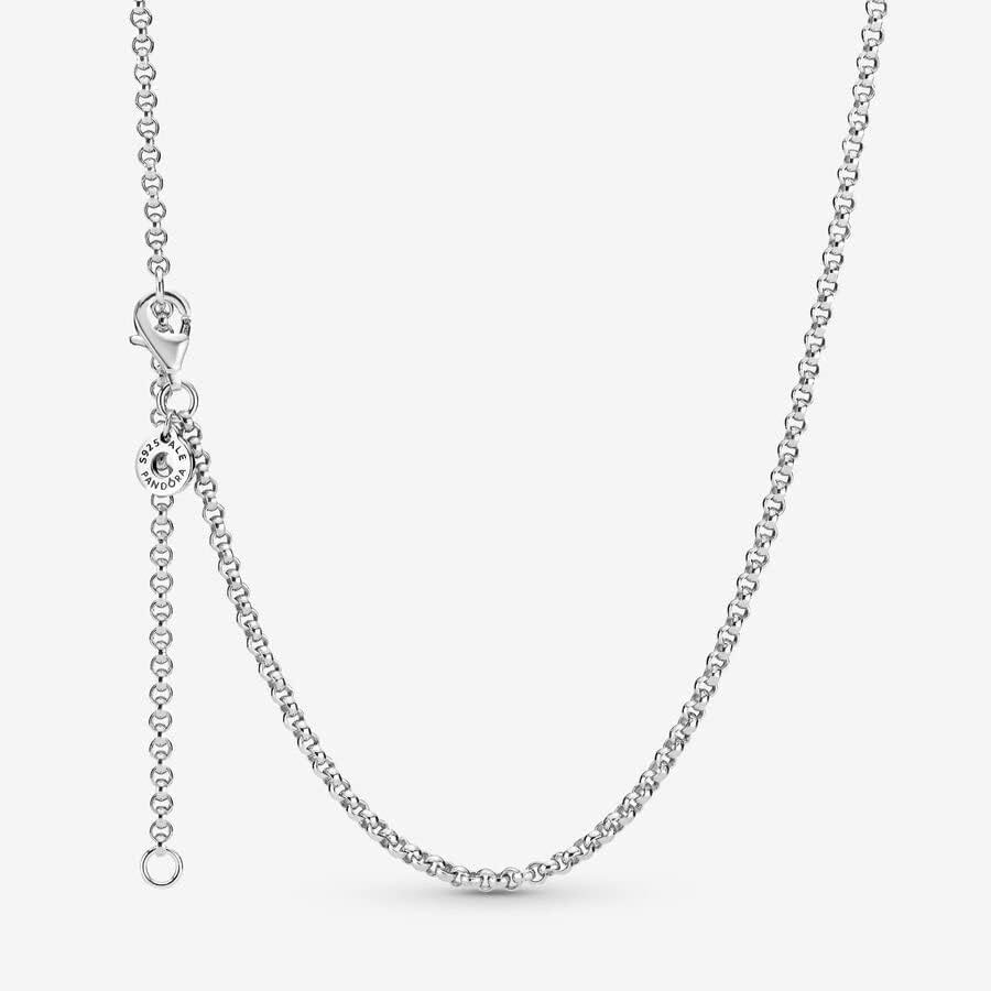 PANDORA Rolo Chain Necklace - Adjustable Necklace with Lobster Clasp - Gift for Her - Sterling Silver - With Gift Box - 23.6"
